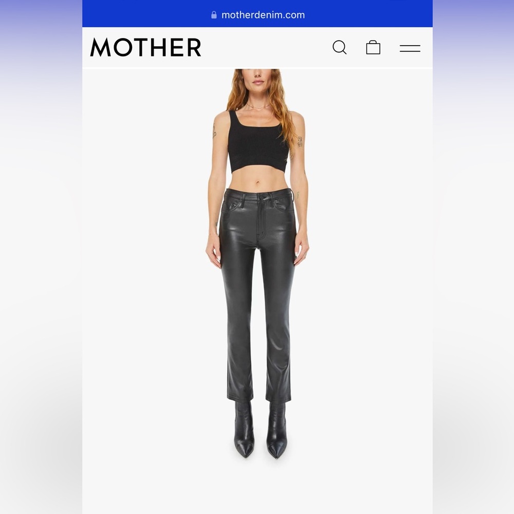 MOTHER The Insider Ankle Faux Leather Pants in Faux Show 34 good cond worn few x